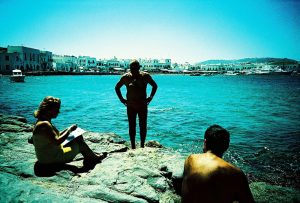 People bathing in Mykonos