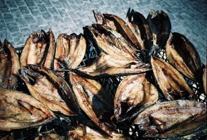 Dried fish in Paros, Greece