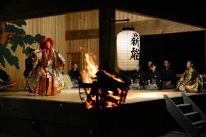 Noh, traditional Japanese musical theatre during Earth Celebration in Sado Island.