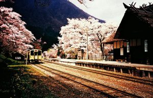 An old train station in Yunokami Onsen, Aomori, Japan...
