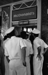 Marines in a McDonald's in Delhi.