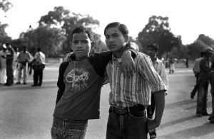 Two young Indians in a park in Dehli.