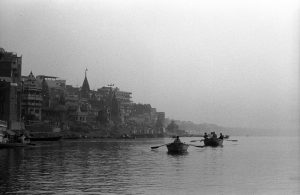 Boats on the river Ganges in an early morning.