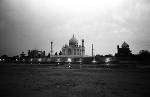 Taj Mahal at dusk.