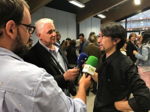 Toru Morimoto is interviewed by tv in Andorra