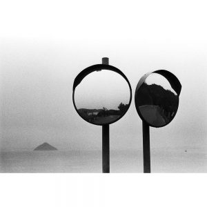 Convex mirror with the view of Inland Sea of Japan seen from an island, Naoshima.