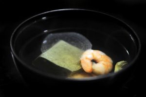 Japanese soup with shrimp and daikon